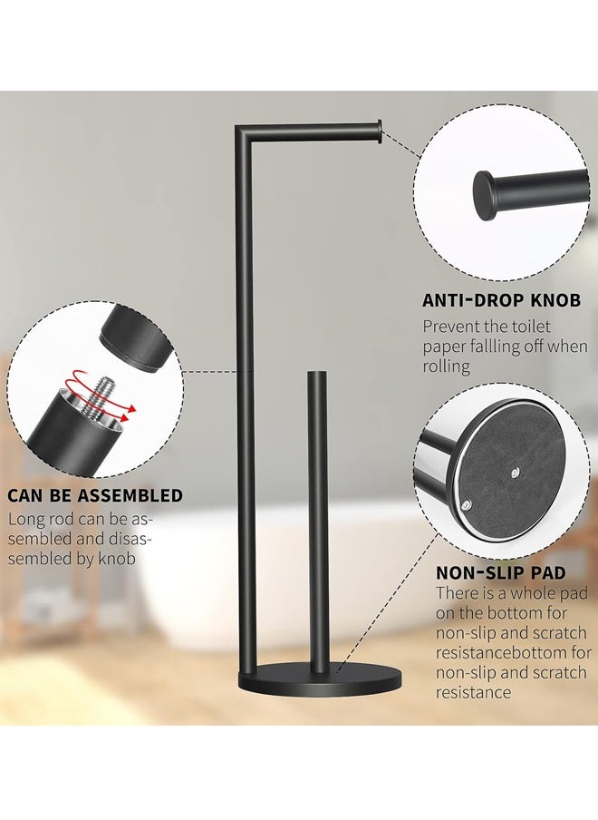 Generic - Toilet Paper Holder Stand, FreeStanding Toilet Paper Holder, 304 Stainless Steel Bathroom Tissue Dispenser Toilet Roll Holder Free Standing Tissue Holder Stainless Steel Toilet Roll Holder with Heavy Base for Bathroom - Image 1