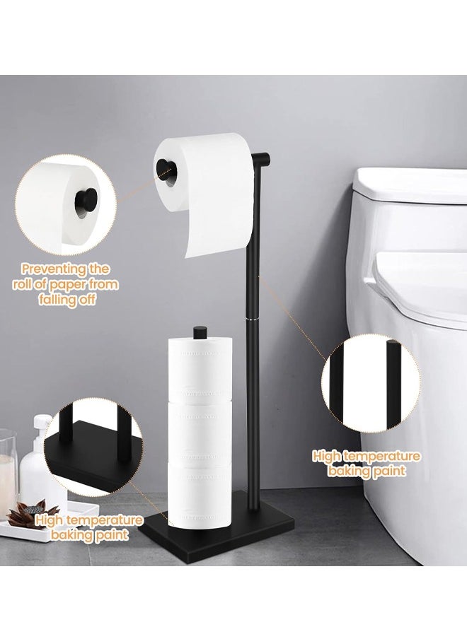 Generic - Toilet Paper Holder Stand, FreeStanding Toilet Paper Holder, 304 Stainless Steel Bathroom Tissue Dispenser Toilet Roll Holder Free Standing Tissue Holder Stainless Steel Toilet Roll Holder with Heavy Base for Bathroom - Image 1