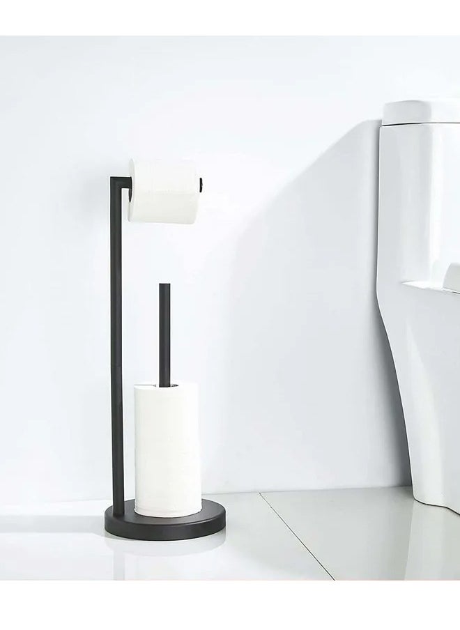 Generic - Toilet Paper Holder Stand, FreeStanding Toilet Paper Holder, 304 Stainless Steel Bathroom Tissue Dispenser Toilet Roll Holder Free Standing Tissue Holder Stainless Steel Toilet Roll Holder with Heavy Base for Bathroom - Image 1