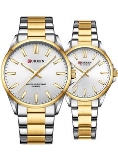 CURREN Stainless Steel Elegant Design Quartz Couple Watch For Men & Women 9090  - Image 1