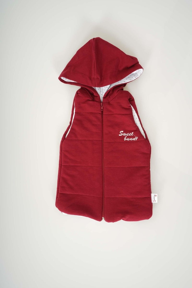 Miniko Kids Baby Boy Zippered Cotton Hooded Vest - Image 1