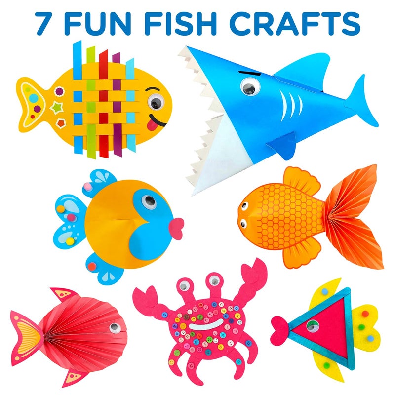 LC Crafts Arts and Craft Kit for Toddlers Ages 3, 4, 5 Years - Create 7 Fun Fish Characters - Image 2