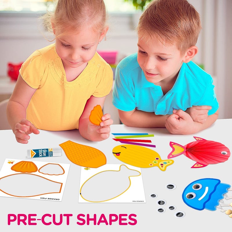 LC Crafts Arts and Craft Kit for Toddlers Ages 3, 4, 5 Years - Create 7 Fun Fish Characters - Image 4