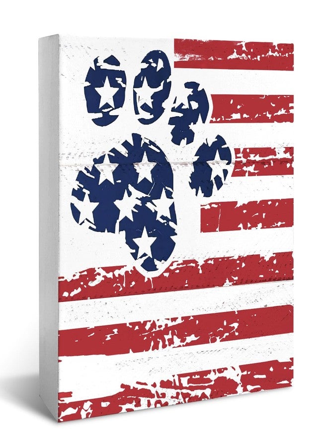 JXREQ Patriotic Red White and Blue Decorations 4th of July Dog Paw Desk Decor, 250 Years Americana Patriotic Independence Day Fourth of July Tiered Tray Decor for Home Table Shelf Decorations, 5x5 Inch - Image 1