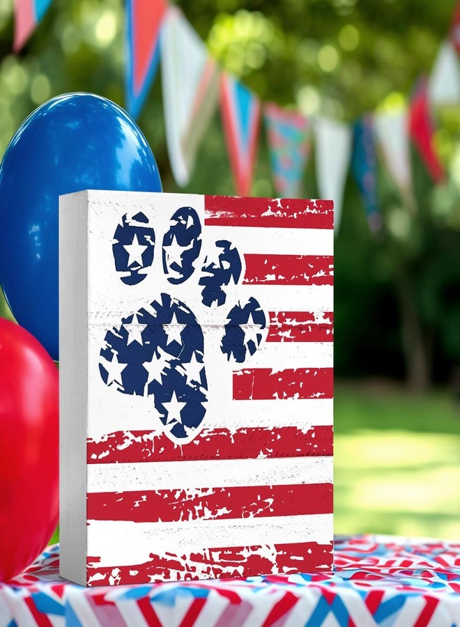 JXREQ Patriotic Red White and Blue Decorations 4th of July Dog Paw Desk Decor, 250 Years Americana Patriotic Independence Day Fourth of July Tiered Tray Decor for Home Table Shelf Decorations, 5x5 Inch - Image 5