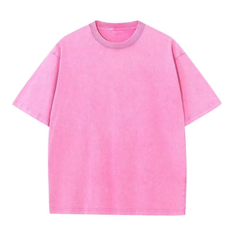 Washed Old Heavy Cotton Short-Sleeved T-Shirt Men'S Loose Hong Kong Style Ins Half-Sleeved Summer Trendy Half-Sleeved T-Shirt Trendy Brand - Image 1