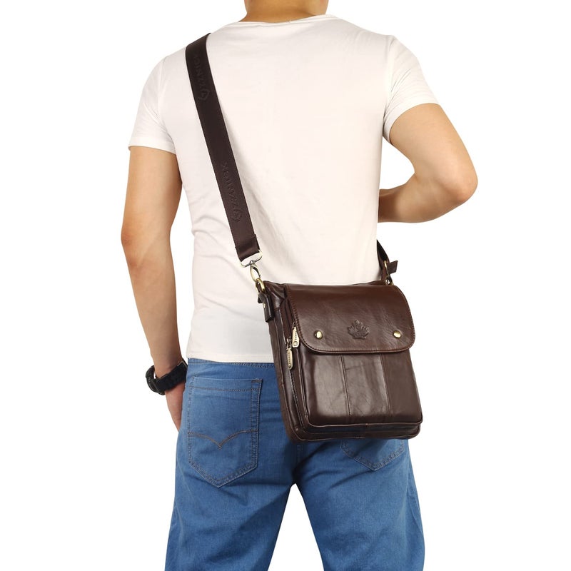 ZZNICK ZZNICK Genuine Leather Messenger Bag, Sling Bag Crossbody Shoulder Bags for Travel Work Business (Brown-2303, Medium)  - Image 4