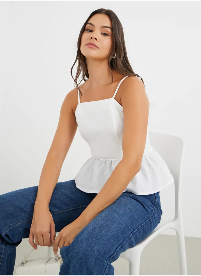 ستايلي Styli Solid Strappy Peplum Top