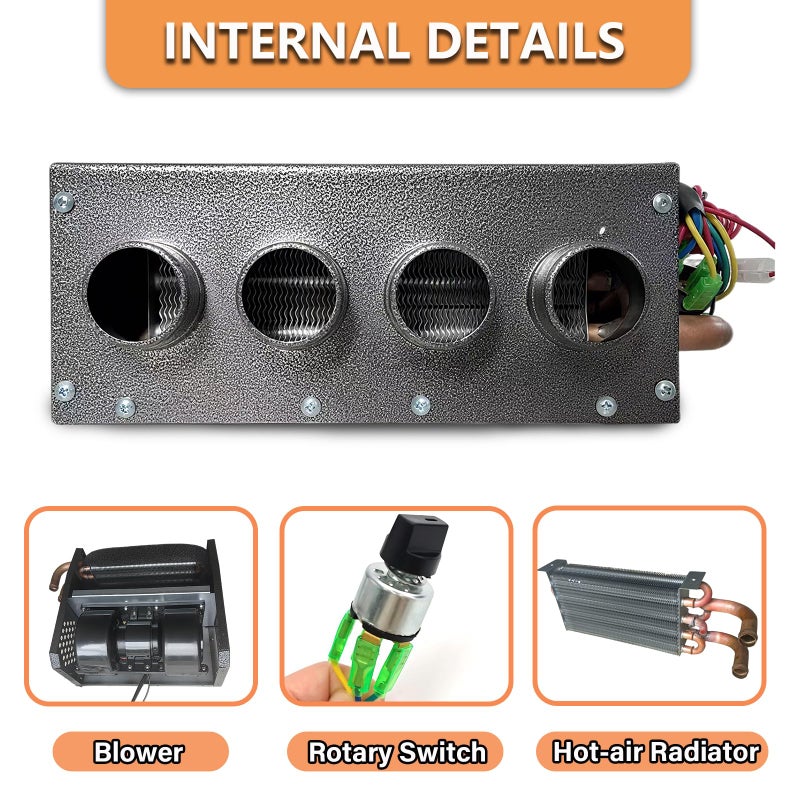 XuSha Hydronic Heater 12V 4 Front Vents, Compact Design, Portable Assembly Mountable Switch 3-Speed Fan 80 CFM Airflow 8500 BTU of Heat, fits for Car/Truck/Boat/RV - Image 4