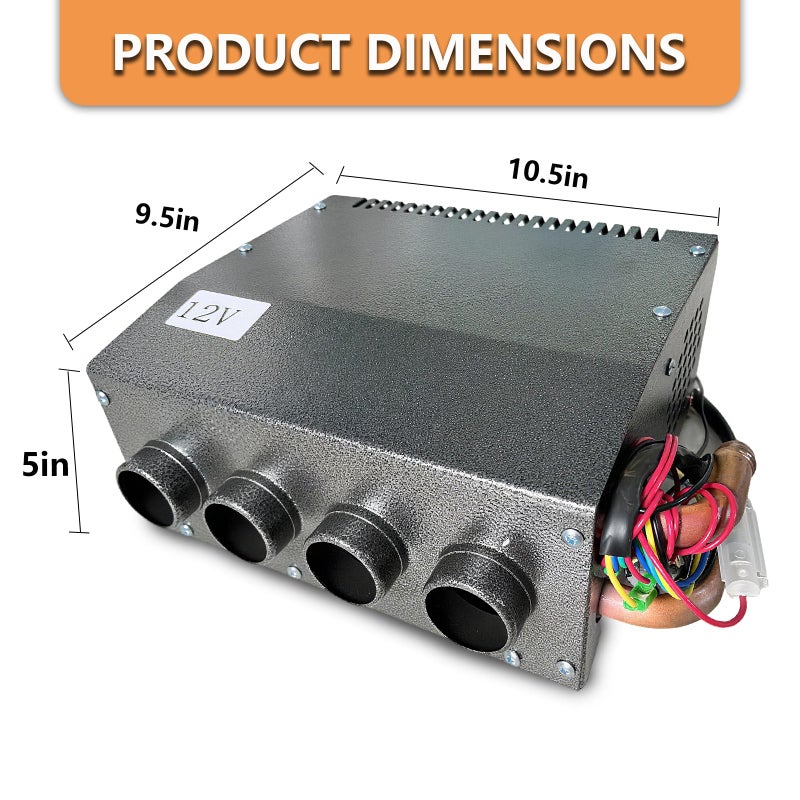XuSha Hydronic Heater 12V 4 Front Vents, Compact Design, Portable Assembly Mountable Switch 3-Speed Fan 80 CFM Airflow 8500 BTU of Heat, fits for Car/Truck/Boat/RV - Image 5