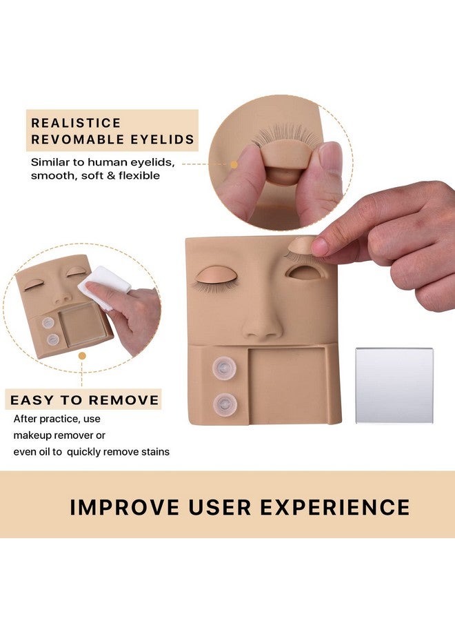 ميوفيو رأس مانيكان للرموش 3 في 1 من ميوفي، رأس مانيكان مُحسّن للرموش مع حلقات غراء الرموش، صينية تمديد الرموش، مجموعة أدوات تمديد الرموش للتدريب - Image 4