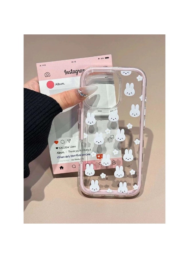 NIBEMINENT Flower Miffy Rabbit Protective TPU Case Cover For IPhone 16 Pro Max, Pink - Image 1