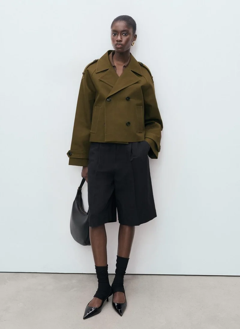 MANGO Oversized short double-breasted trench coat