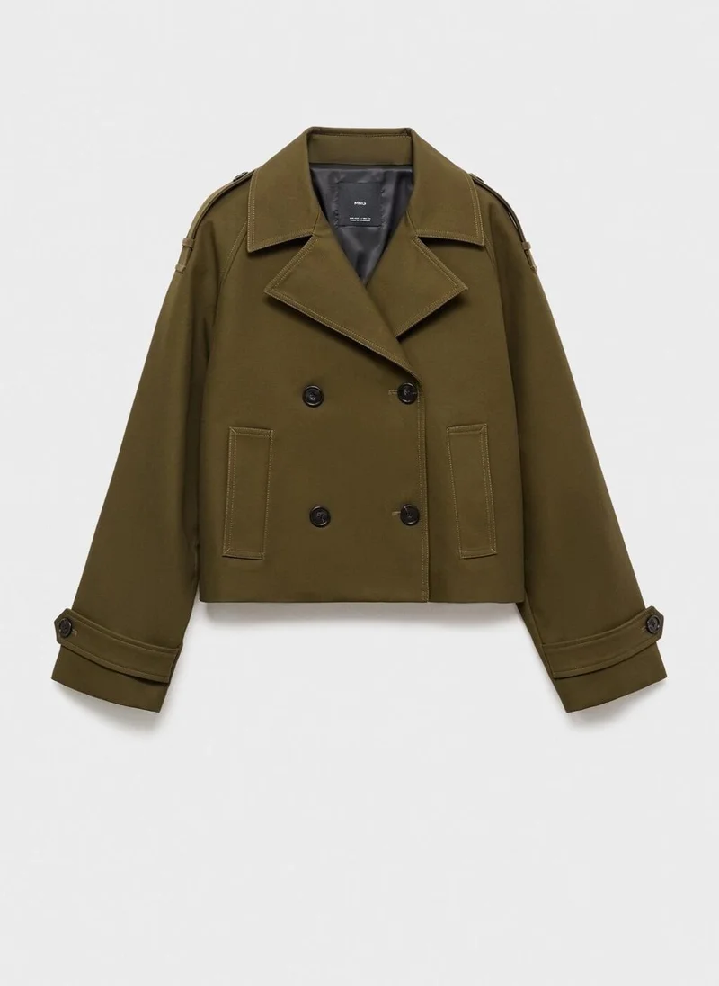 MANGO Oversized short double-breasted trench coat
