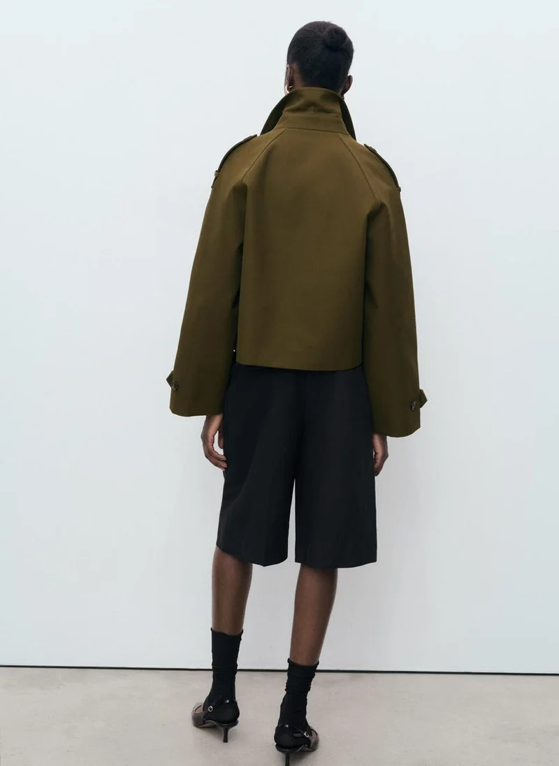 MANGO Oversized short double-breasted trench coat