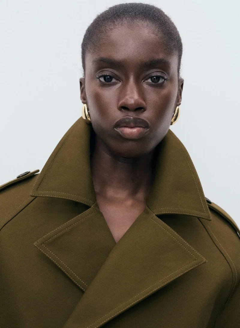 MANGO Oversized short double-breasted trench coat