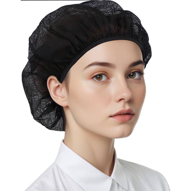 Trinkrittey 6 Pcs Chef Hat Unisex Elastic Kitchen Cooking Hat Food Service Hair Nets Mesh Cap Adjustable Reusable Washable Cooking Chef Cap(Black) - Image 1