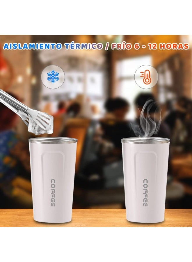 Beauenty Coffee thermos cup of 18 oz/510 ml of 304 stainless steel with lid, vacuum cup for hot and cold coffee drinks, thermal cup for coffee, for the office, the car and the park - Image 2