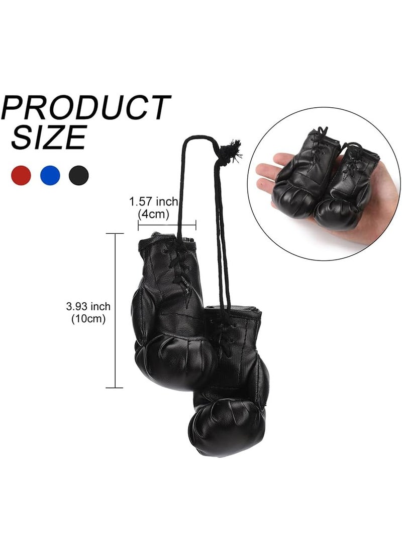 JSCARLIFE JSCARLIFE Mini Boxing Gloves for Car Mirror Miniature Punching Gloves Boxing Party Favors Holiday Christmas Ornament Hanging Decoration for Home Car Accessories Bag Keychain Black  - Image 3