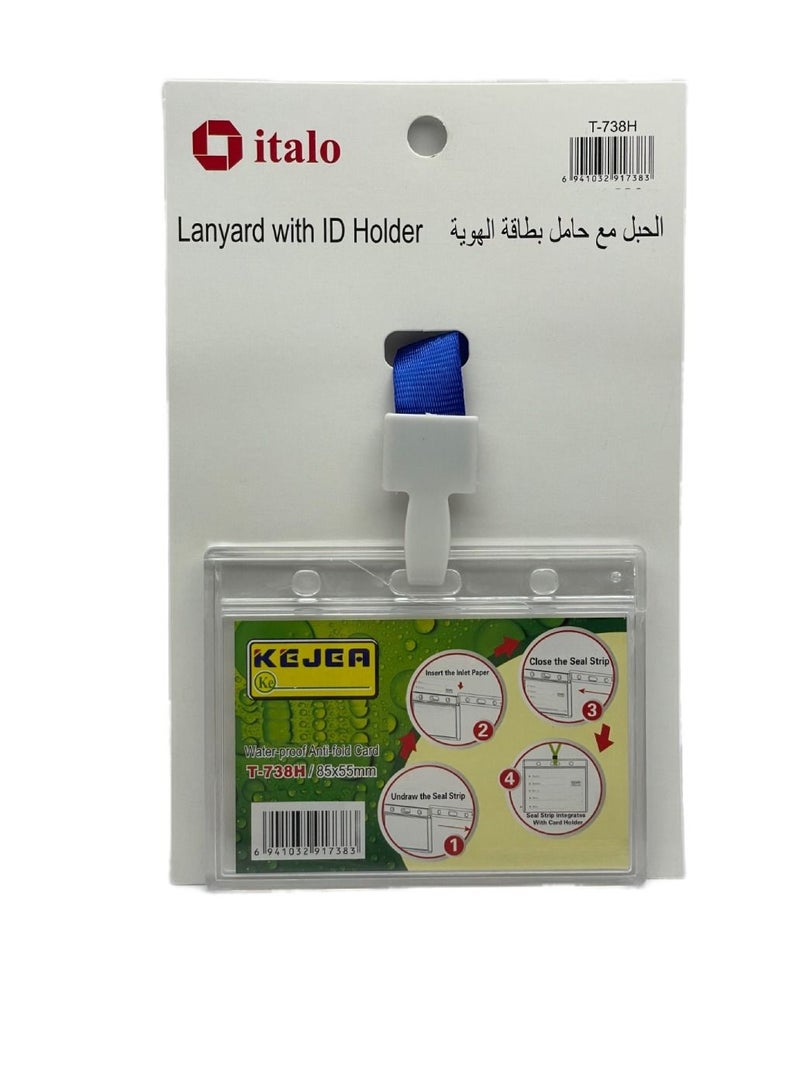 ITALO Lanyard Badge ID Card Holders Waterproof Clear Plastic Holder With Neck Lanyard Swivel J-Hook Clip  - Image 1