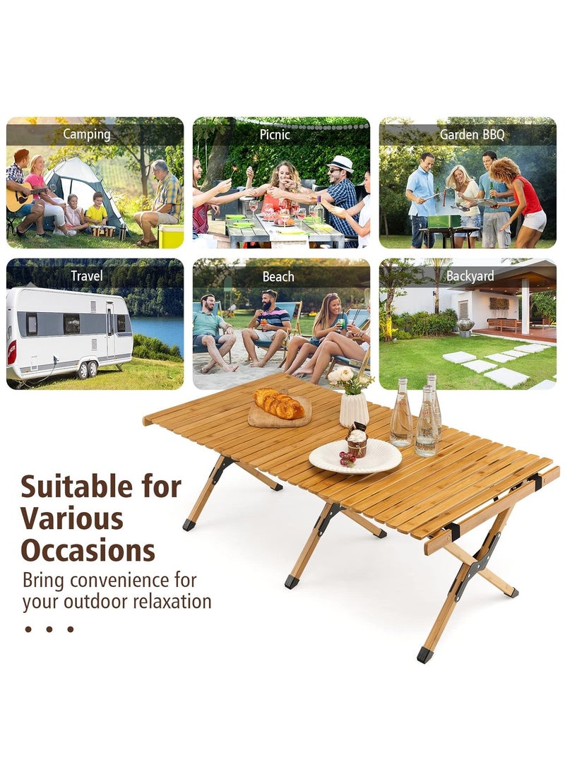 Portable Picnic Table, Folding Camping Table for Outdoor/Indoor Picnic, BBQ and Hiking with Carry Bag （120*60*45cm）