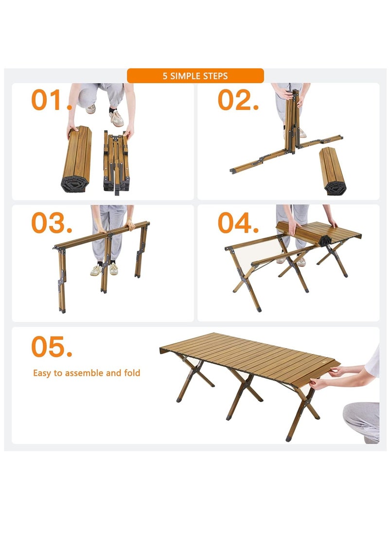 Portable Picnic Table, Folding Camping Table for Outdoor/Indoor Picnic, BBQ and Hiking with Carry Bag （120*60*45cm）
