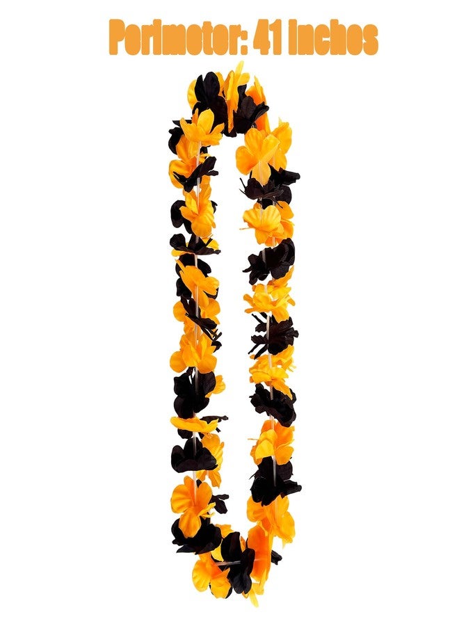 Mowane Leis for Luau Party, Premium Full 41.5" 24Count Graduation Class of 2026 Orange & Black Yellow Flowers 30Pair Petals Team Spirit Bee-Inspired Hawaiin Luau Party Favors Decorations - Image 2
