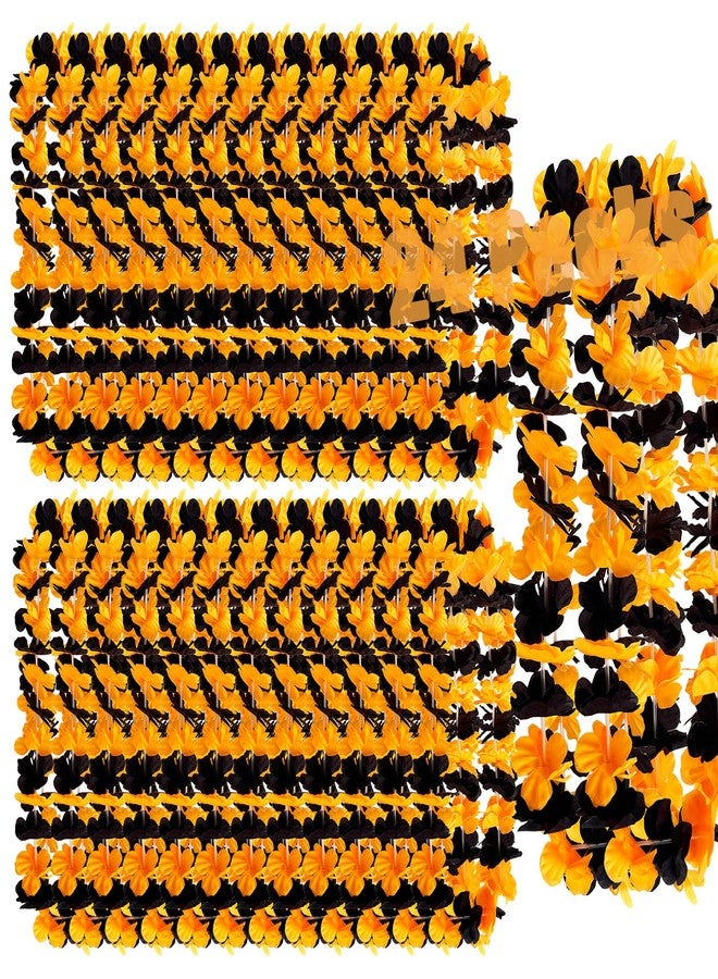 Mowane Leis for Luau Party, Premium Full 41.5" 24Count Graduation Class of 2026 Orange & Black Yellow Flowers 30Pair Petals Team Spirit Bee-Inspired Hawaiin Luau Party Favors Decorations - Image 1