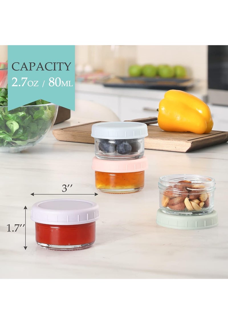 عام حاوية تتبيلة السلطة، 6 عبوات، بهارات زجاجية صغيرة بوزن 2.7 أونصة مع أغطية، مجموعة أكواب صلصة الغمس، مقاومة للتسرب وقابلة لإعادة الاستخدام لرحلة عمل صندوق الغداء. - Image 2