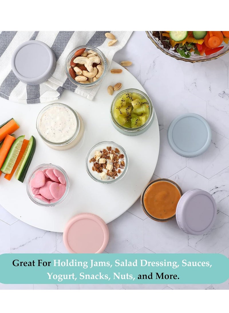 عام حاوية تتبيلة السلطة، 6 عبوات، بهارات زجاجية صغيرة بوزن 2.7 أونصة مع أغطية، مجموعة أكواب صلصة الغمس، مقاومة للتسرب وقابلة لإعادة الاستخدام لرحلة عمل صندوق الغداء. - Image 4