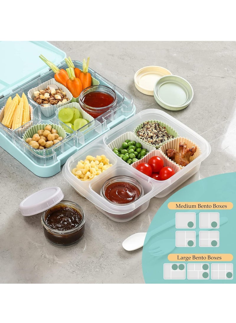 عام حاوية تتبيلة السلطة، 6 عبوات، بهارات زجاجية صغيرة بوزن 2.7 أونصة مع أغطية، مجموعة أكواب صلصة الغمس، مقاومة للتسرب وقابلة لإعادة الاستخدام لرحلة عمل صندوق الغداء. - Image 3