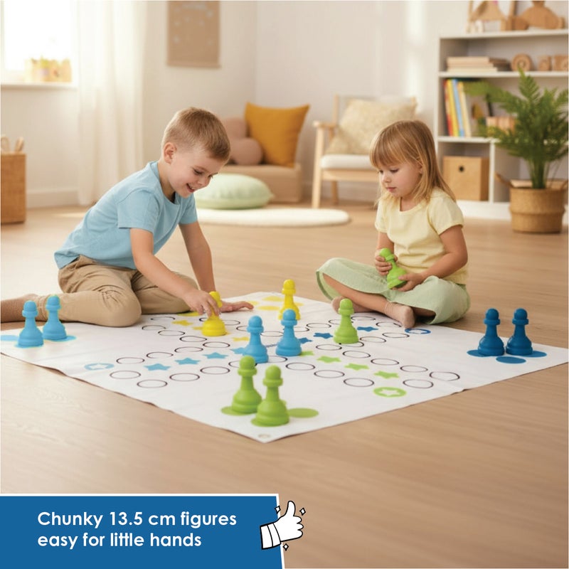 alldoro XXL Ludo Giant Board Game | 150x150cm PVC Playing Field | 16 Water/Sand-Fillable Pieces | XXL 8cm Dice | Indoor Outdoor Family Game Age 3+ - Image 3