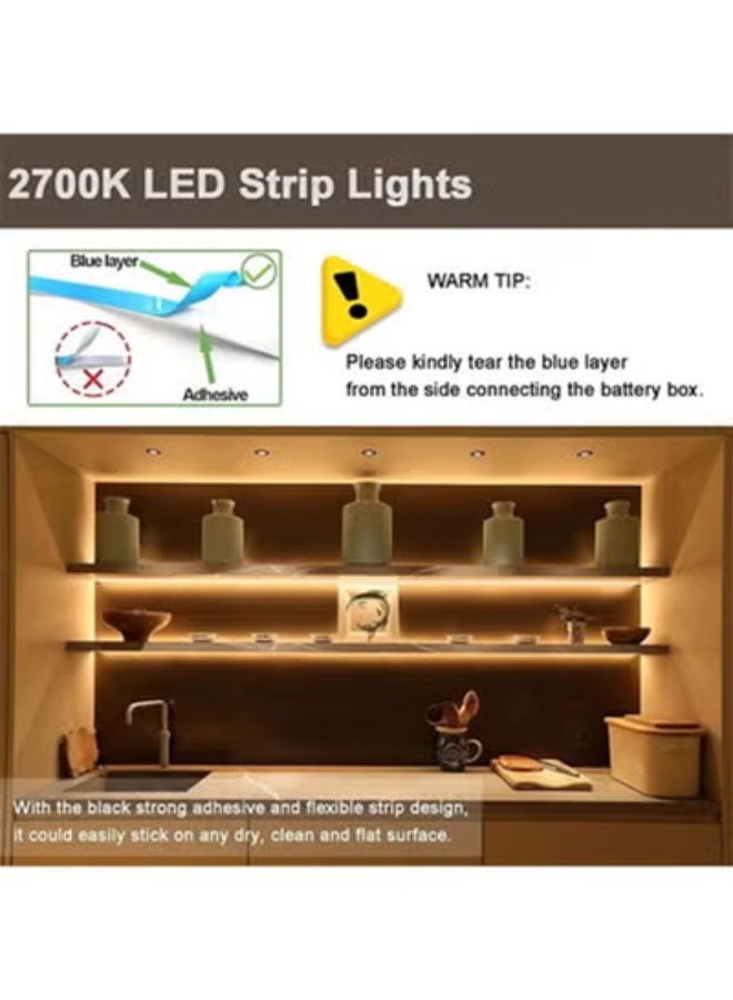 HOMESTAR Battery Powered LED Strip Lights with Remote Warm White, 8 Modes, Dimmable, Timer, Self-Adhesive, Cuttable, Waterproof, for TV, Kitchen, Cupboard, Bedroom Decor - Image 3