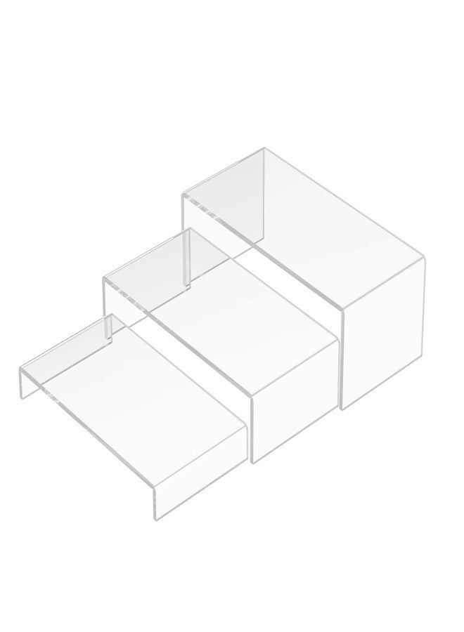 Sezanrpt Acrylic Risers Display Stands 3pcs, Rectangular Dessert Table Display Set, Clear Display Shelf for Funko Pop, Collectibles, Retails, Shoes, Plants, Home Decors, Decoration - 7.5''x8''x8.5'' - Image 1