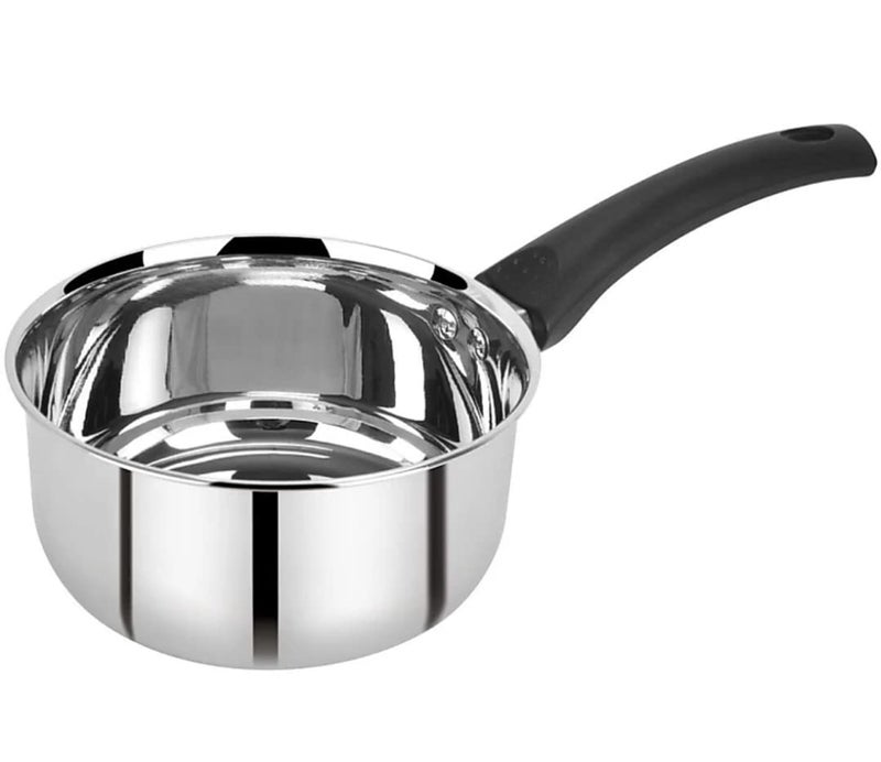 SILVESTER Heavy Stainless Steel Sauce Pan Flat Base Tea Maker Milk Pan Coffee Tapeli Patila Pot Pan Bhagona Cookware with Strong Bakelite Handle Sauce Pan Pack of 1 20 cm Diameter - Image 1