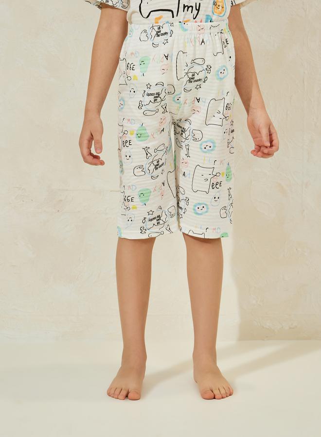 Styli Cartoon Print T-Shirt and Crop Pants Set - Image 5