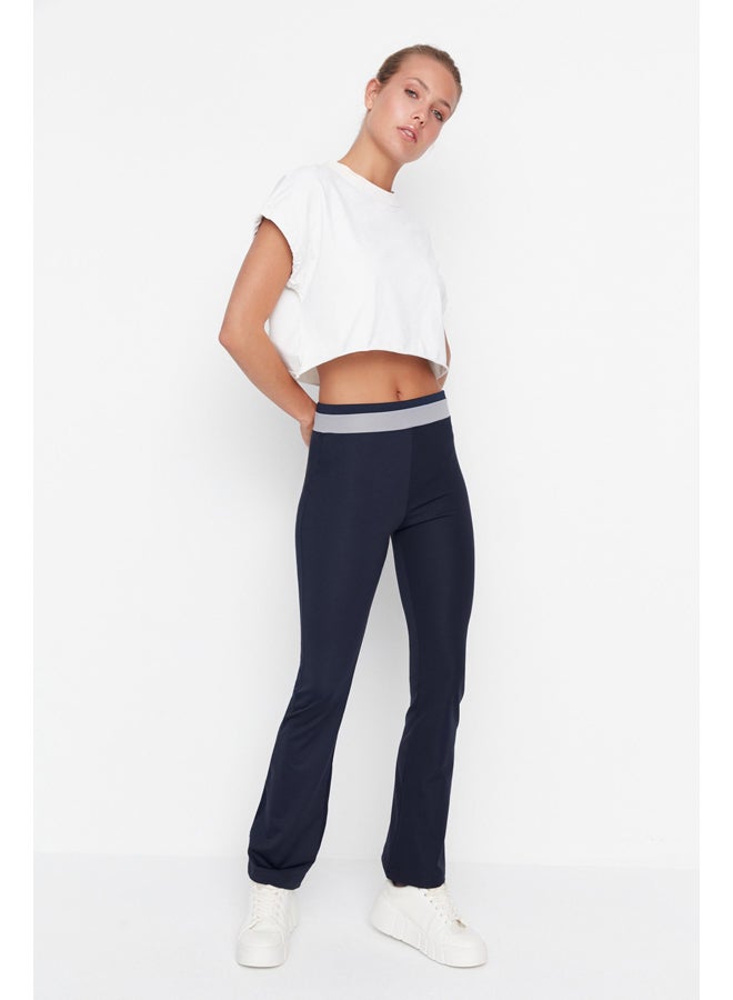 trendyol Navy Blue Scuba/Diversible Relaxed Cut Spanish Leg Sports Trousers TWOAW20EA0083. - Image 1