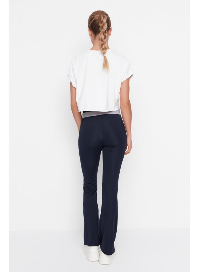 trendyol Navy Blue Scuba/Diversible Relaxed Cut Spanish Leg Sports Trousers TWOAW20EA0083. - Image 5