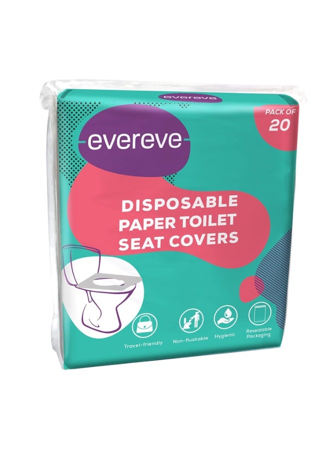 عشية أي وقت مضى أغطية مقاعد المرحاض الورقية للاستخدام مرة واحدة من Evereve للنساء والرجال، 20 ورقة، لا تسبب أمراضًا تنتقل عن طريق المرحاض، مقاومة للماء، مريحة وصحية، سهلة الحمل والاستخدام، صديقة للبيئة، ضرورية للاستخدام في الهواء الطلق - Image 3