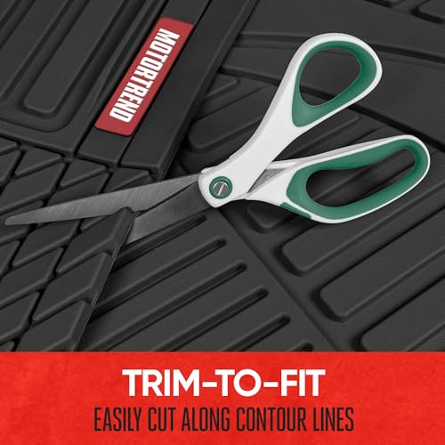 BDK Motor Trend FlexTough™ Advanced Black Rubber Car Floor Mats – Heavy Duty Trim to Fit All Weather Floor Mats for Cars Truck SUV - Automotive Car Interior Floor Liner Protection - Universal Fit - Image 5