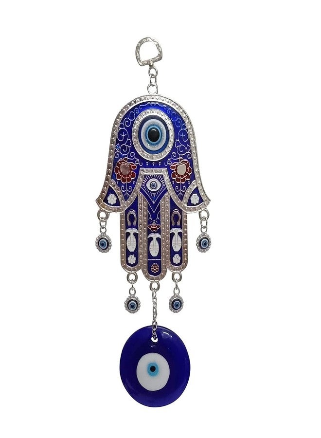 BLUE BEADS تعليقة جدارية فاخرة على شكل يد همسة للحماية من الحسد | تعليقة نزار باتو ديكورية للمنزل والمكتب | تميمة عين الحسد التركية الزرقاء لجلب الإيجابية والحظ السعيد - Image 1