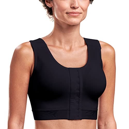 MARENA Caress High Coverage Pocketed Bra - Compression Support Mastectomy Bra Black - Image 1