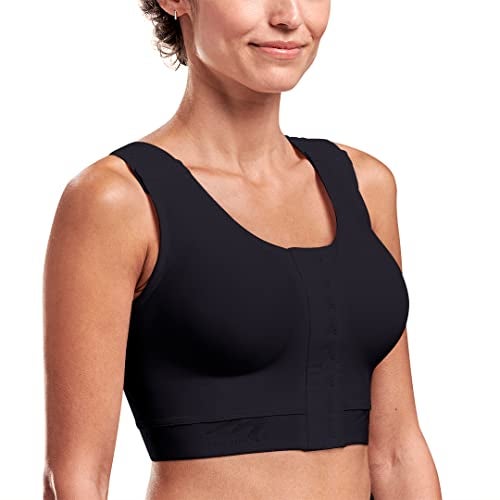 MARENA Caress High Coverage Pocketed Bra - Compression Support Mastectomy Bra Black - Image 2
