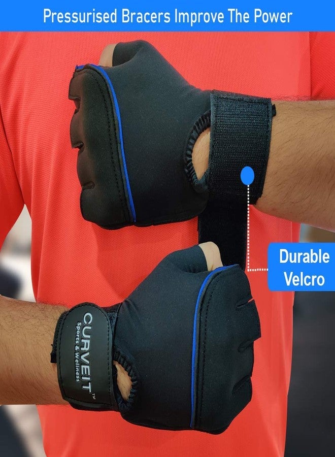 Curveit Neoprene Gym Gloves for Men and Women with Wrist Support, Hand Gloves for Gym, Fitness, Weightlifting and Exercise (Black , Blue) - Image 5