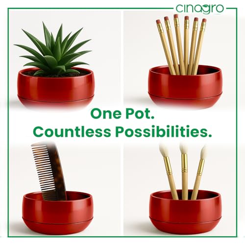CINAGRO Metal Planter Pot for Indoor Plants, Round Decorative Flower Pot, Rust-Resistant, Modern Plant Holder for Home, Balcony, Office (13.97 x 7.62 cm, Pulse Nest - Mahogany) - Image 3