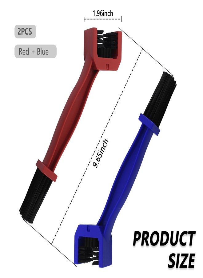 Stacool 2PCS Motorcycle Chain Brush,Double-Ended Motorcycle Chain Cleaner with Three-Sided and Long Bristles,Universal Motorcycle Chain Cleaning Kit for Motorcycle Bicycle Mountain Bike (1 Red + 1 Blue) - Image 2