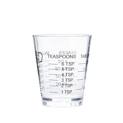 Chef Craft Classic Plastic Shot Glass Measurer 1 ounce teaspoontablespoon Clear
