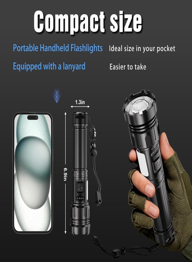 Skywolfeye Led Flashlight Super Bright Flashlights Rechargeable High Lumens Torch 5 Modes Zoomable Waterproof for Camping Kids Adults Outdoor Hiking Emergency (L377-1pack) - Image 3