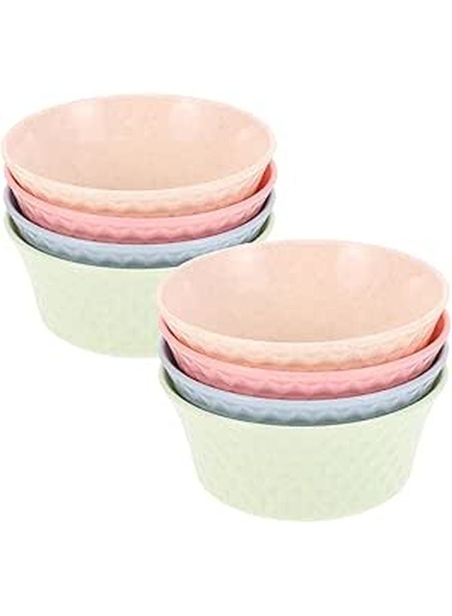 8 Pcs Plastic Wheat Straw Rice Bowls Set Small Multicolor Soup Salad Bowls - Image 1