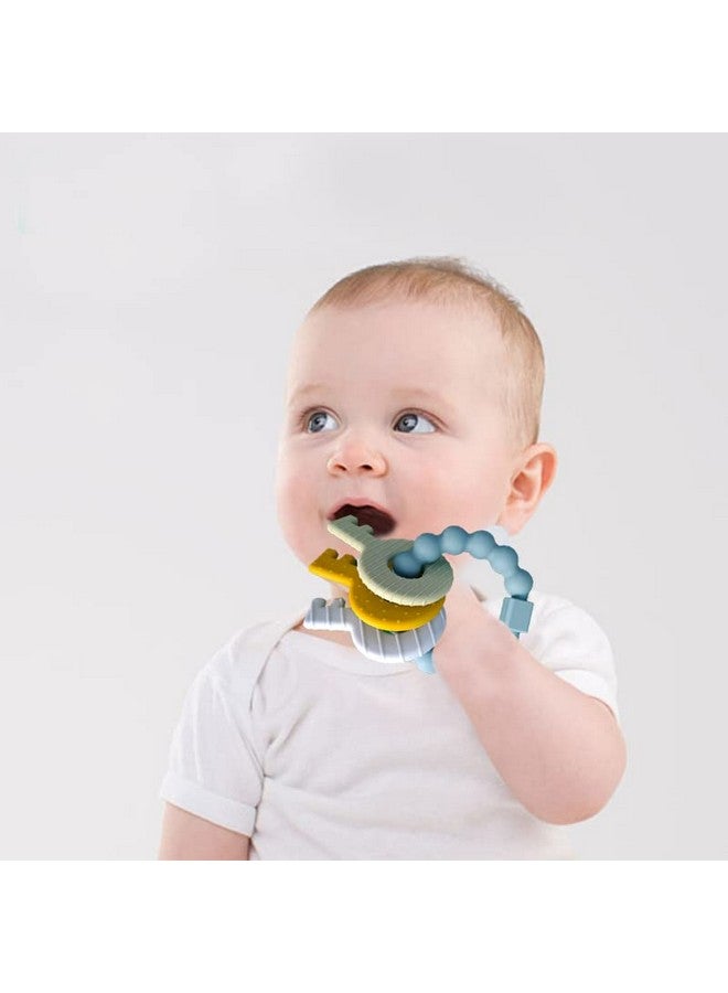 Intatikoo Baby Keys Teether Toys,Silicone Teething Toys for 3+ Months,Teething Keys Toy for Infants-Soft & Raised Texture to Soothe Gums,BPA Free (Deep Blue) - Image 5